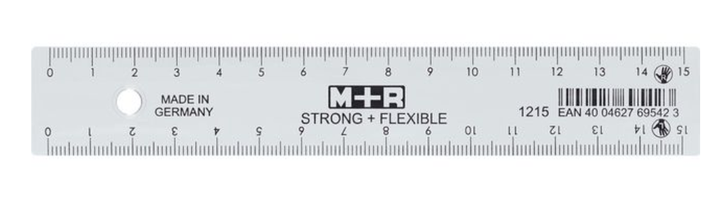 15cm Plastic batten left and right handed transparent and flexible