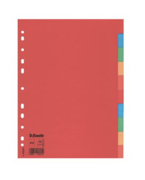Esselte dividers A4 11 perf. cardboard 10 tabs
