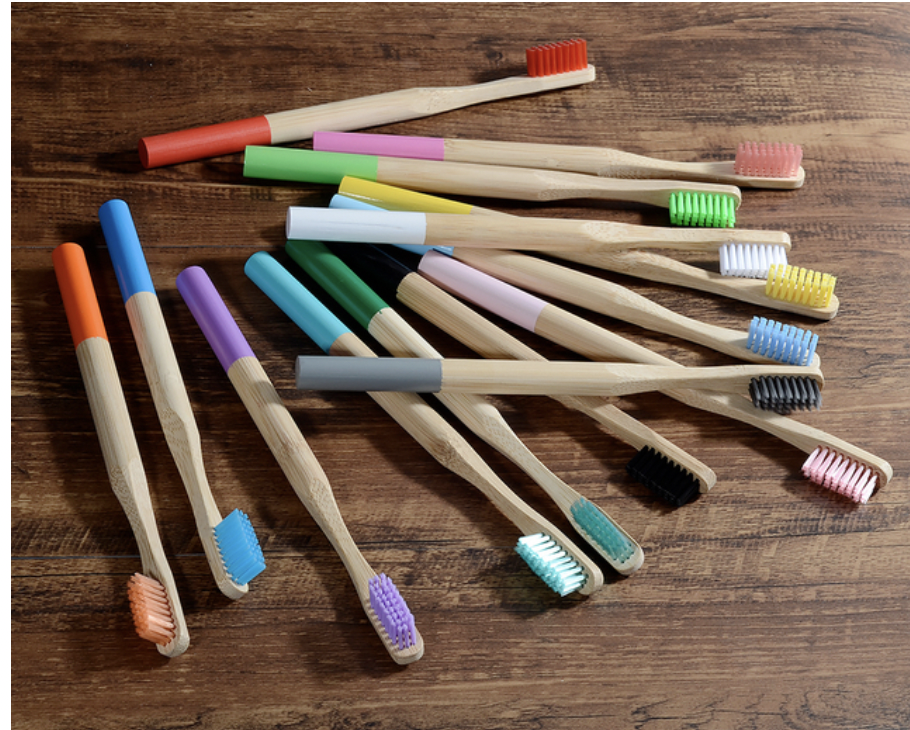 Bamboo toothbrush with medium biodegradable bristles random colour