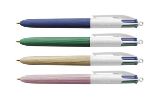 [011-ROLLERPEN4COL] BIC 4 colours roller pen "Wood"
